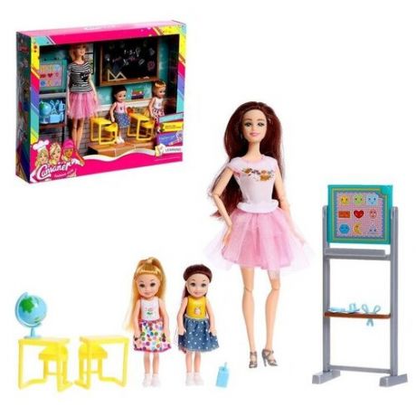 Кукла-модель шарнирная «Первый учитель» с малышами, мебелью и аксессуарами, микс
