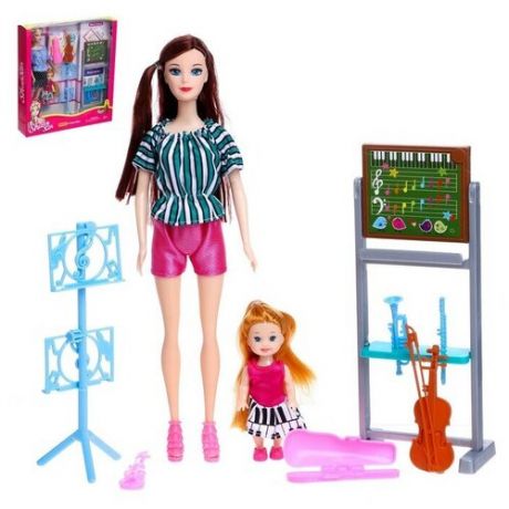 Кукла модель «Учитель музыки» с малышкой и аксессуарами, микс