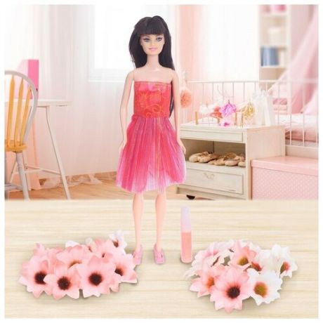 Кукла-модель «Цветочная принцесса Роза» с цветами и блёстками, в пакете