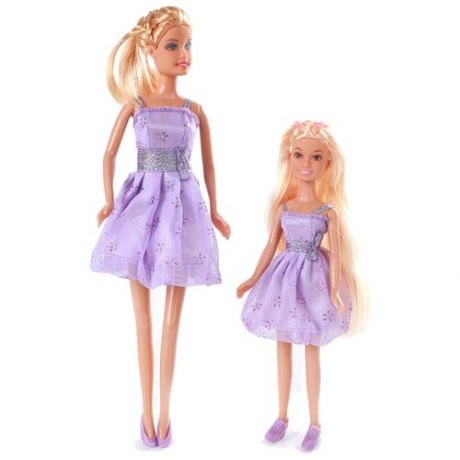 Набор из двух кукол Сёстры Defa Lucy, в фиолетовом платье (32 см), в фиолетовом платье (22 см), с аксессуарами.
