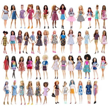 Кукла Barbie Игра с модой, 29 см, FBR37 голубые волосы футболка в полоску
