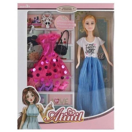 Кукла Atinil в коротком платье в наборе с дополнительным платьем и аксессуарами, 28см - Junfa Toys [WJ-22268]