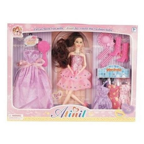 Кукла Atinil в коротком платье в наборе с 4 дополнительными комплектами одежды и аксессуарами, 28см - Junfa Toys [WJ-21515]