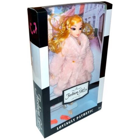 Кукла Фэшн Рост — 30см. Розовая шубка. Fashion Girl