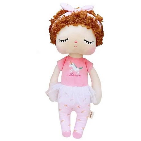Кукла мягкая сплюшка Metoo с волосами в розовом платье