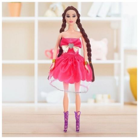 Кукла модель Лера в платье, с косой, микс 4404231 .