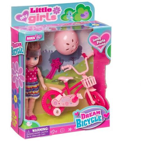 Набор игровой с куклой Dream Bicycle, BOX, 2 вида, арт.63004.