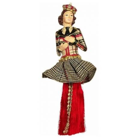 Кукла на елку "Скоттиш леди", полистоун, текстиль, коричневые и красные тона, 24.5 см, Goodwill