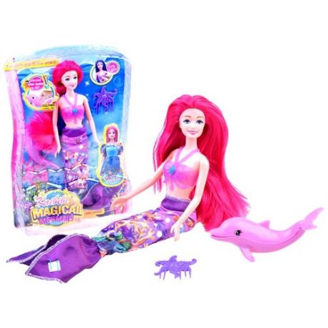 Кукла русалка с длинными волосами, фигурка дельфина, тапочки, расческа, 30 см