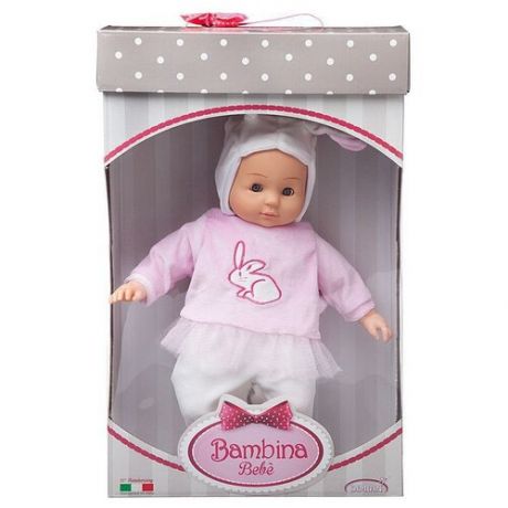 Пупс- кукла "Bambina Bebe", тм Dimian, в кофточке с кроликом, глаза закрываются