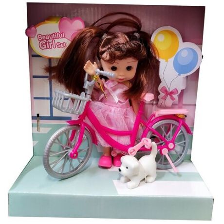 Кукла "Велосипедистка с собачкой