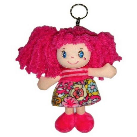 Кукла ABtoys Мягкое сердце, с розовыми волосами в розовом платье, на брелке, мягконабивная, 15 см