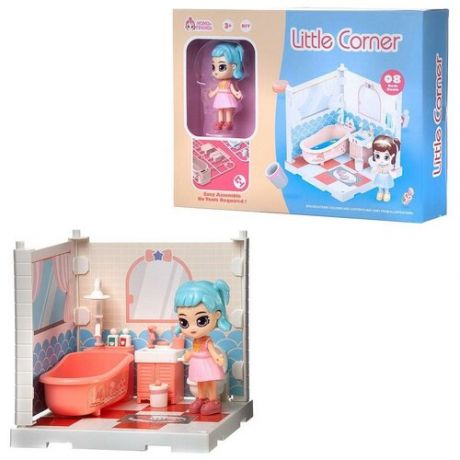 Игровой набор ABtoys Модульный домик (собери сам), 1 секция. Мини-кукла в ванной комнате, в наборе с аксессуарами
