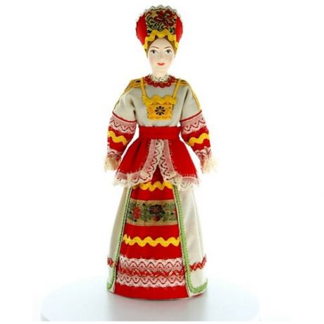 Кукла коллекционная Потешного промысла в традиционном девичьем праздничном костюме. Россия.