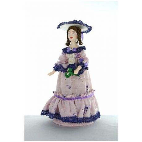Кукла коллекционная Потешного промысла Дама в светском костюме с букетом.