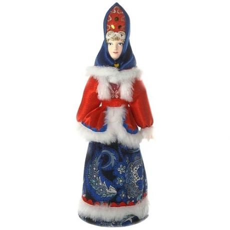 Кукла коллекционная Потешного промысла в зимней женской одежде.