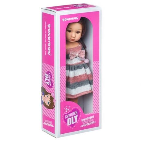 Кукла BONDIBON Oly "Очарование" шатенка в полосатом платье 36 см ВВ4366