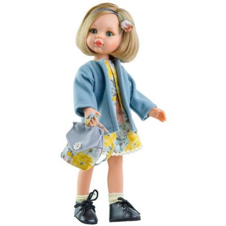 Кукла Paola Reina Карла в голубом пальто с цветочным рюкзачком, 32 см, 04416