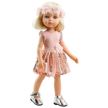 Платье с пайетками и цветочный венок для кукол Paola Reina, 32 см