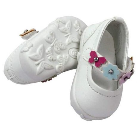 Туфли белые Gotz с цветочным ремешком - 42-50 см