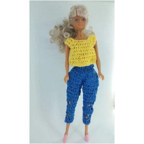 Капри-галифе и кроп-топ для кукол Barbie (комплект "KropCity")