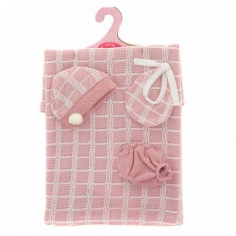 91026-4 Комплект одежды для кукол 26 см, 4 предмета с одеяльцем розовый в клетку