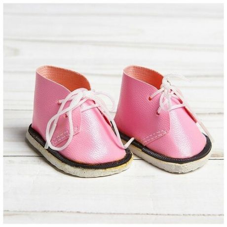 Ботинки для куклы Завязки, длина подошвы: 6 см, 1 пара, цвет нежно-розовый 3495211 .