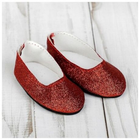 Туфли для куклы «Блёстки», длина стопы: 7 см, цвет красный