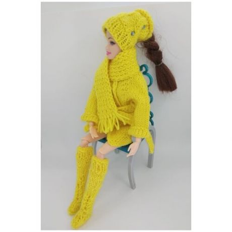 Кардиган, шарф, шапочка и сапоги для кукол Barbie (комплект "ère nouvelle")