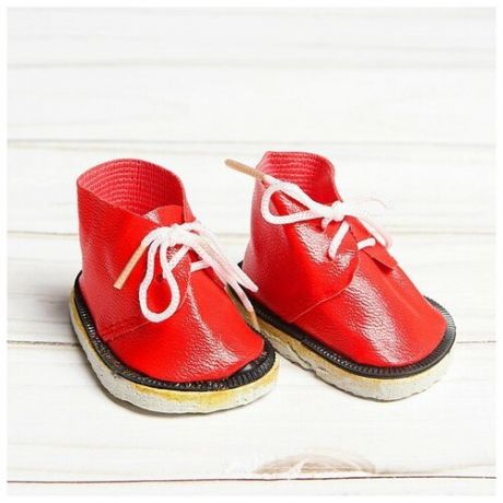 Ботинки для куклы «Завязки», длина подошвы: 6 см, 1 пара, цвет красный