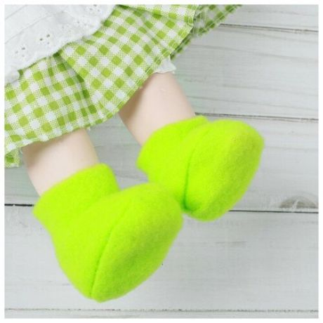 Носки для куклы, длина стопы 6 см, цвет зелёный