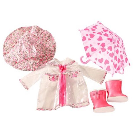 Gotz Комплект одежды с аксессуарами для дождливой погоды для кукол 45- 50 см 3402190 розовый