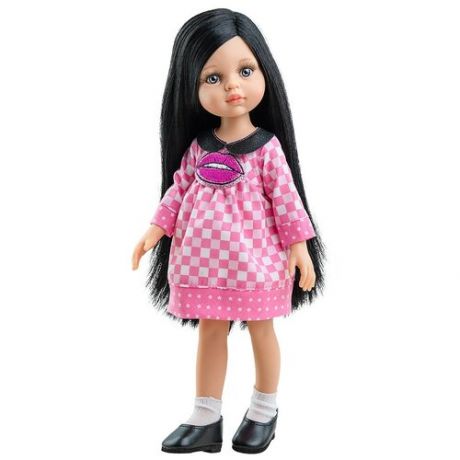 Розовое клетчатое платье и носочки для кукол Paola Reina, 32 см