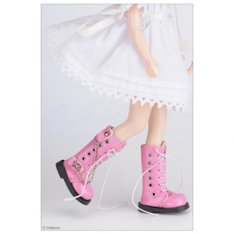 Dollmore 12 inches Anfan Chain Boots Pink (Высокие розовые ботинки на шнуровке с цепочками для кукол Пуллип 31 см / Блайз / Доллмор)