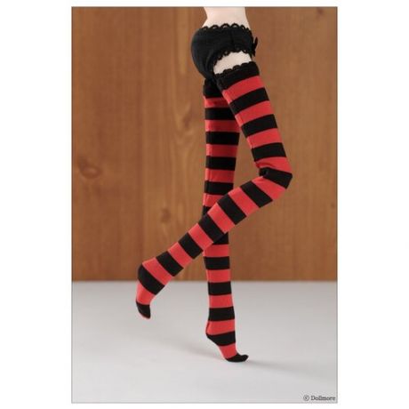 Dollmore 12inches Striped Stocking Black and Red (Красно-черные чулки для кукол Доллмор 31 см)