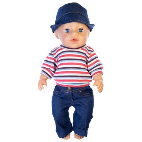 Джинсы, панама и кофта для куклы Baby Born ростом 43 см (896)