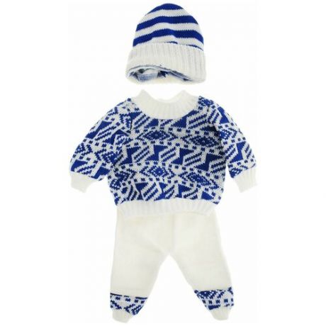 Комплект зимней одежды для кукол: вязанный костюмчик и шапочка