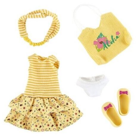 0126883 Одежда и обувь для куклы Джой Kruselings в летнем желтом наряде, 23 см