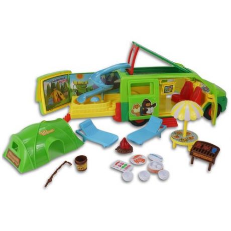 Фургон для кукол, автобус "кемпинг" с палаткой и бассейном