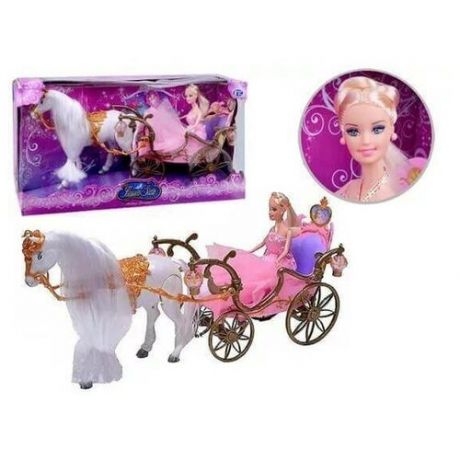 Карета со световыми и звуковыми эффектами с куклой и лошадью / карета для принцессы / музыкальная карета / лошадка с куклой