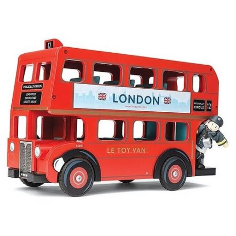 Лондонский автобус деревянная 2-х этажная машинка для мини куколок до 15 см