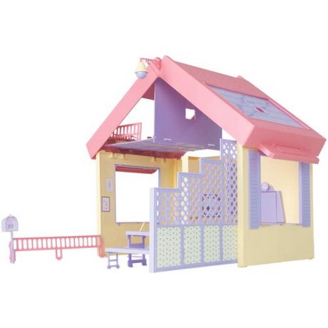ОГОНЁК кукольный домик складной Маленькая принцесса С-1458, розовый/желтый