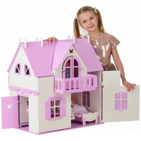 Vallery кукольный домик с мебелью "Мой Замок" (75х65х40см) ваниль-роза