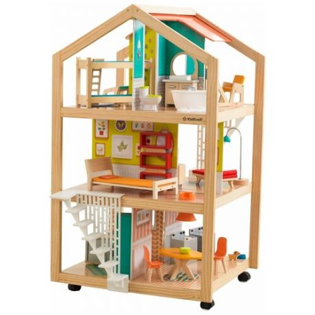 Кукольный домик KidKraft Ассембли, с мебелью, 42 элемента, на колесиках