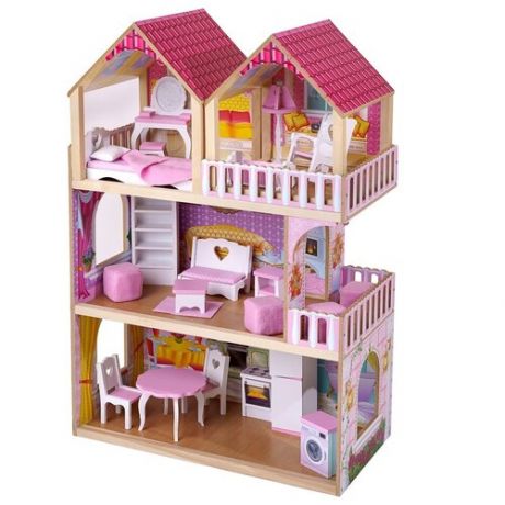 Кукольный домик DreamToys Серафима с мебелью, светом и съемной мансардой