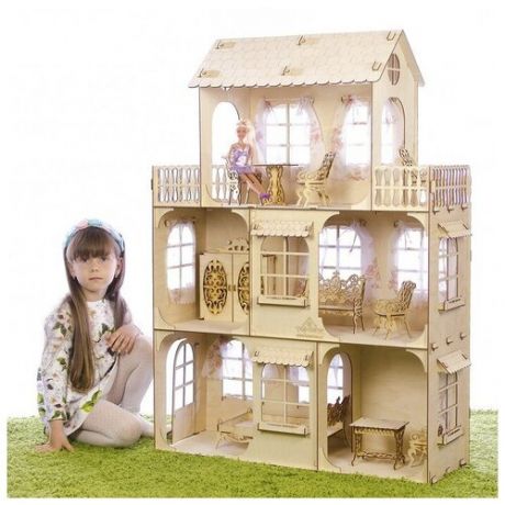 Теремок Конструктор «Большой кукольный дом», без мебели и текстиля, фанера — 3 мм, этаж: 33 см