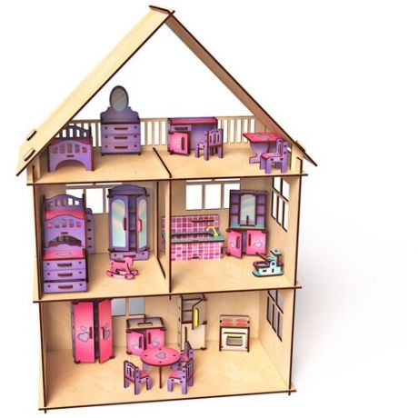 Dolodom Кукольный домик с мебелью "Счастье" в стиле Фиолетовый Мистик