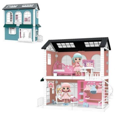 Модульный домик (собери сам), 4 секции. Мини-куколки в спальне и гардеробной комнате, в наборе с акс