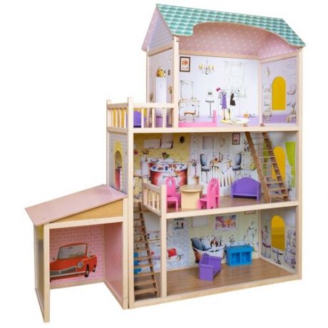 Кукольный домик DreamToys Алина, с мебелью и гаражом AG202007
