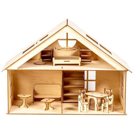Деревянный Кукольный домик c мебелью №7-2 большой